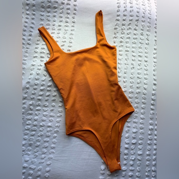 Orange Square-Neck Bodysuit • Size XS - Picture 2 of 3